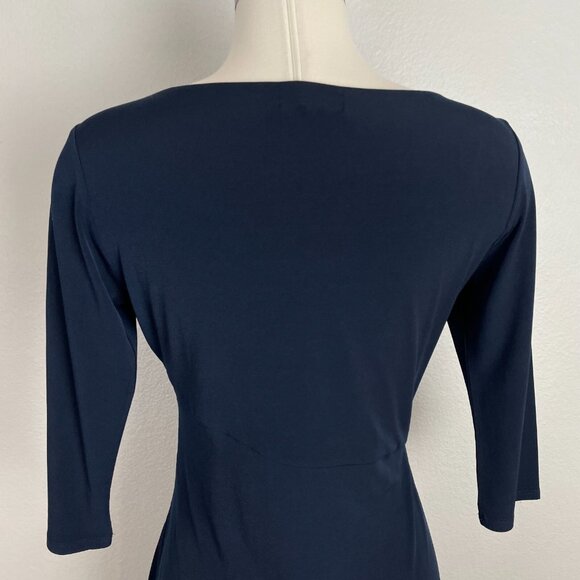 Velvet by Graham & Spencer Womens Medium Navy Stretch Dress 3/4 Sleeve - Picture 6 of 9